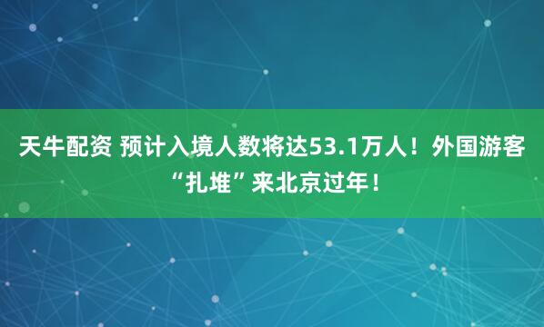 天牛配资 预计入境人数将达53.1万人！外国游客“扎堆”来北京过年！